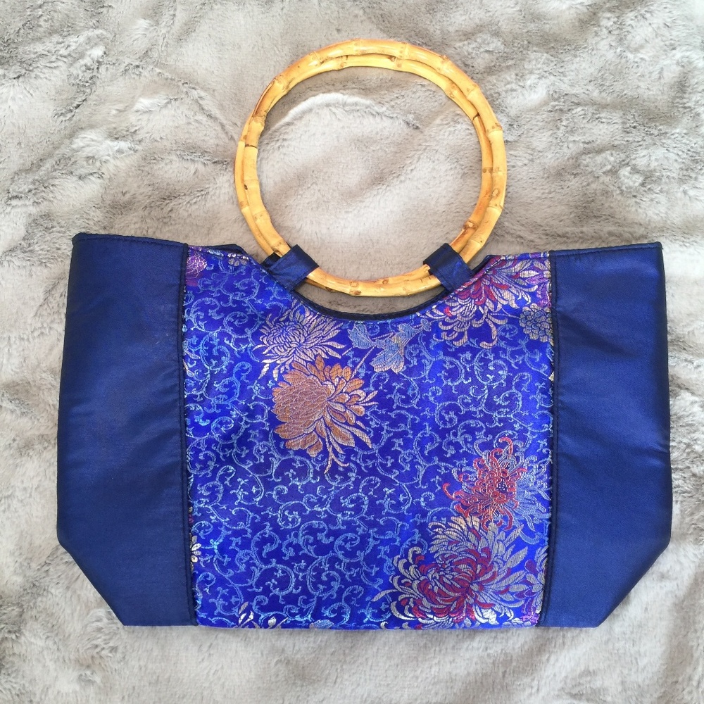 Blue Floral Asian Inspired Purse